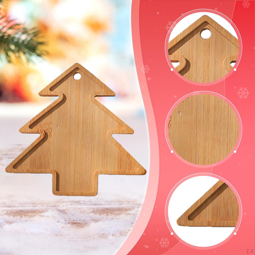 Coaster Base Bamboo Christmas Themed for Kids Adults Gift Dining Handmade Multipurpose DIY