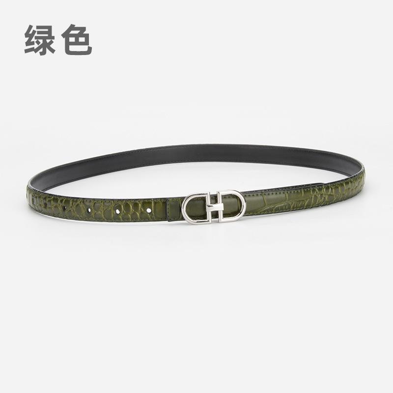

Korean version of casual belt women s versatile alligator pattern leather jeans suit pants fashion decorative belt women 105*1.8cm зелений
