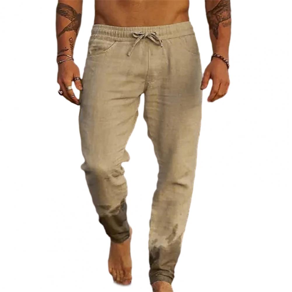 Herrenhose mit Kordelzug und elastischer Taille, einfarbig, Taschen, locker, lässig, dünn, weich, schnelltrocknend, knöchellang, Herrenhose für den Alltag, Strandhose