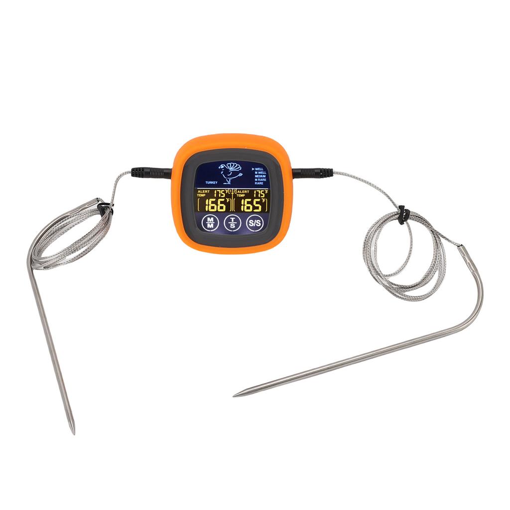Meat Thermometer Touchscreen 2 Probes Digital Grill Thermometer with Timer for Water Beef Chicken