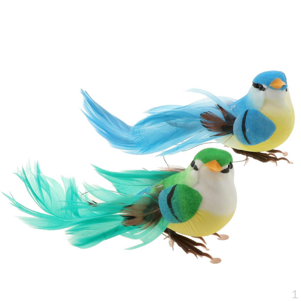 

2 Pieces Artificial Birds Simulation Ornaments Decoration Figure with Clip