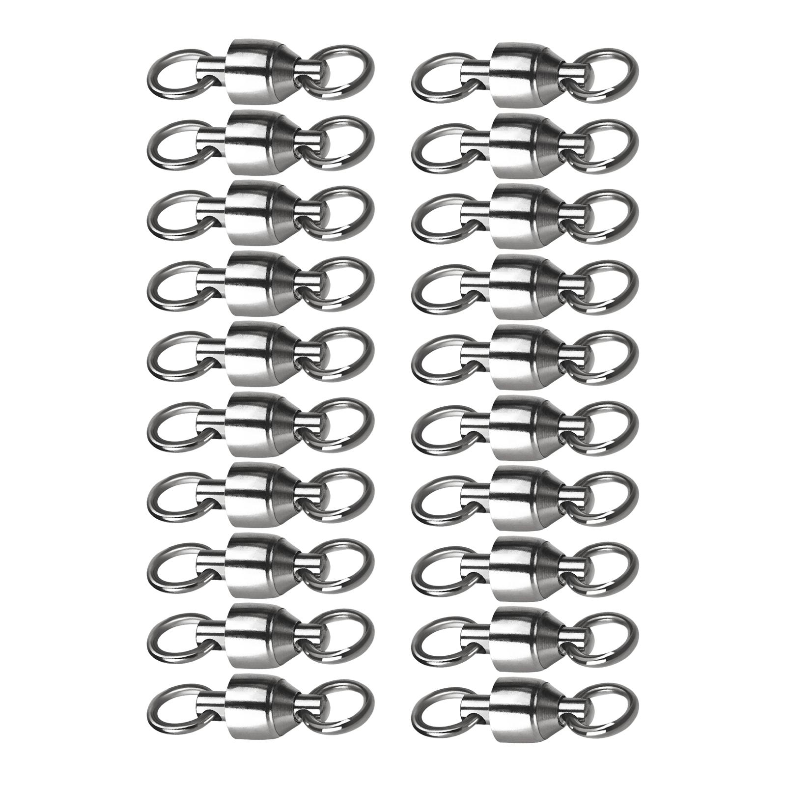

20Pcs Bearing Fishing Swivel Stainless Rolling Swivels Barrel Swivel Line Connector Heavy Duty Fishing Tackle Accessory 2 серебряный