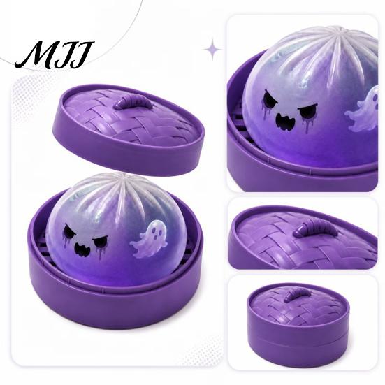 Halloween Party Favors 1/2/3Pcs Purple Ghost Dumpling Squeeze Toy, Steamed Bun Clear Toy Stress Relief Ball Fidget Toys