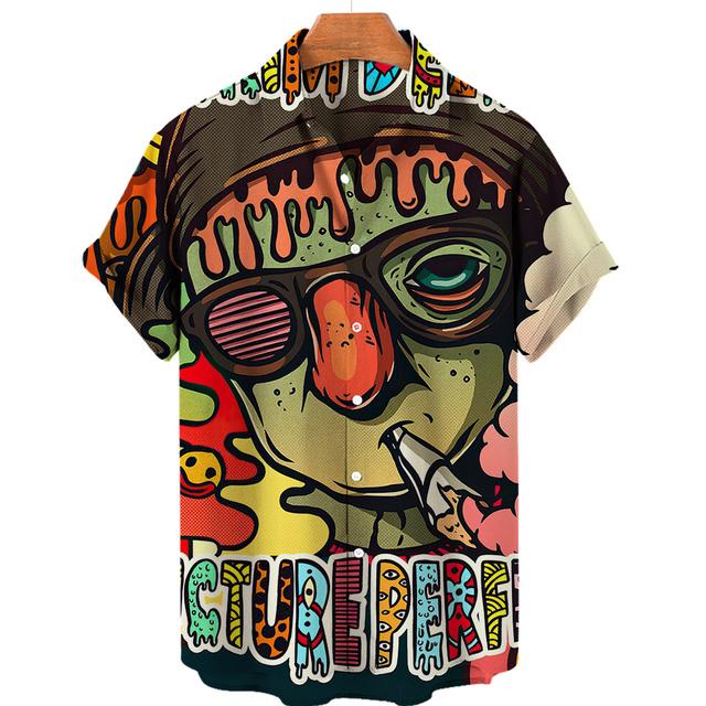 Summer Skull 3d Hawaiian Shirt for Man Oversized Casual Men's Shirts Streetwear Beach Male Tops Short Sleeve Blouse Trendy Tees