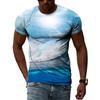 Ocean Wave Pattern T-Shirts Summer Fashion Beach Short Sleeve 3d Printed Top Loose Casual Round neck Holidaywear Mens Tees