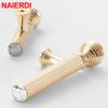 NAIERDI Crystal Glass Cabinet Handles Zinc Alloy Gold Knobs Black Kitchen Door Handle Drawer Cupboard Pulls Furniture Hardware