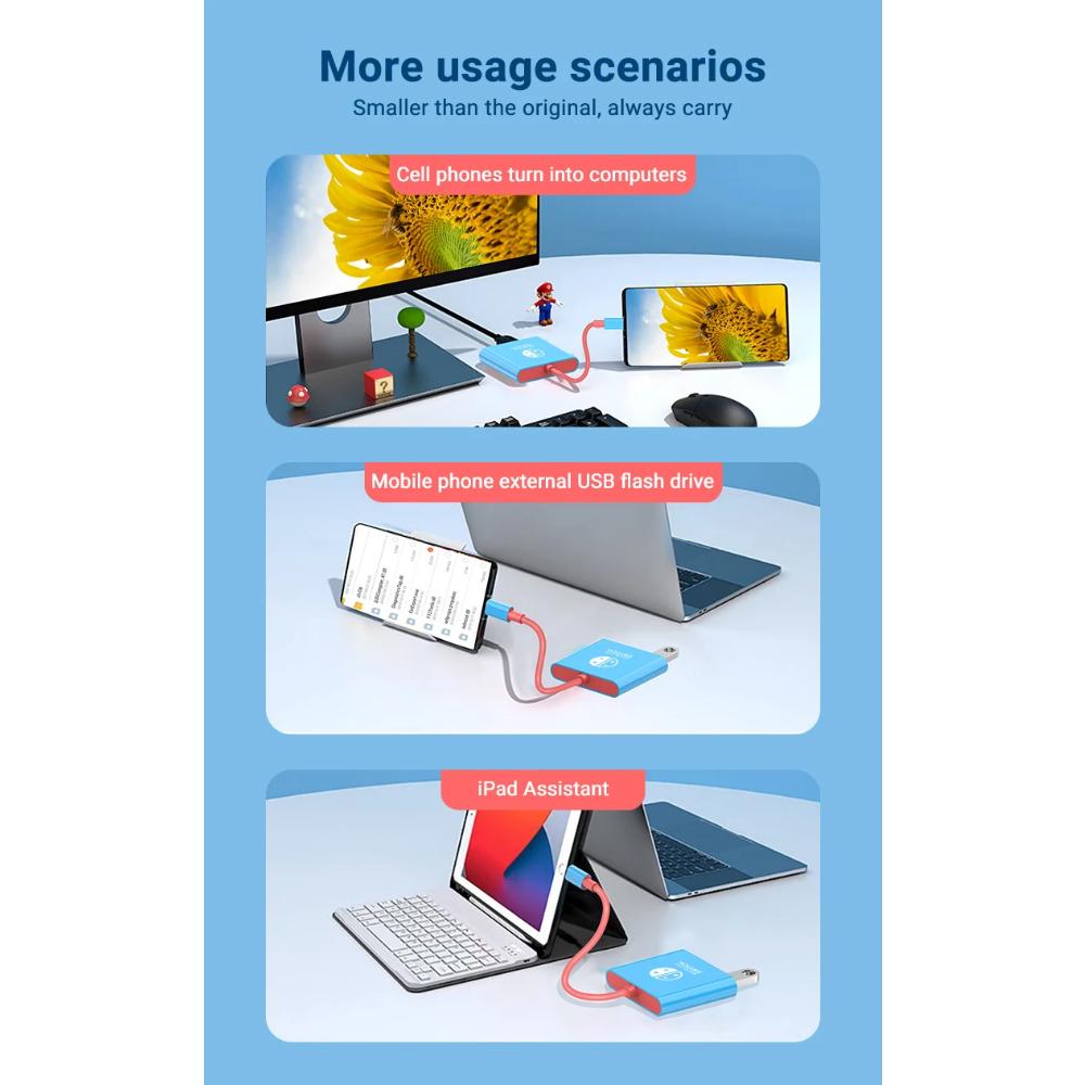 FOR Portable Nintendo Switch Docking Station TYPE-C Hub with HDMI and USB 3.0 Perfect for Travel and Gaming