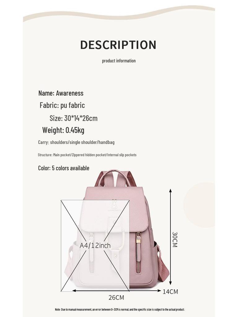 2025 Autumn/Winter Women's Fashion PU Soft Backpack - Elegant European & American Style