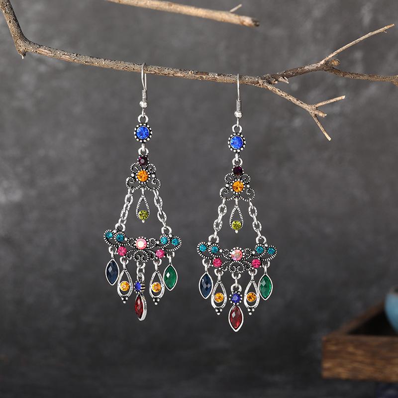 New Fashion Chain Link Crystal Rhinestone Earrings For Women Hangers Drop Tassel Dangle Wedding Earrings Jewelry Bijoux Femme