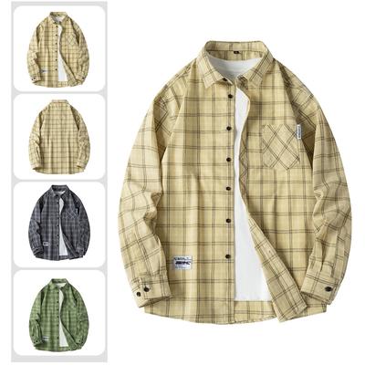 Men Shirt Plaid Flannel Loose Street Long Sleeve Casual Shirt Black Oversized Business Male Soft Dress Shirt Spring Autumn