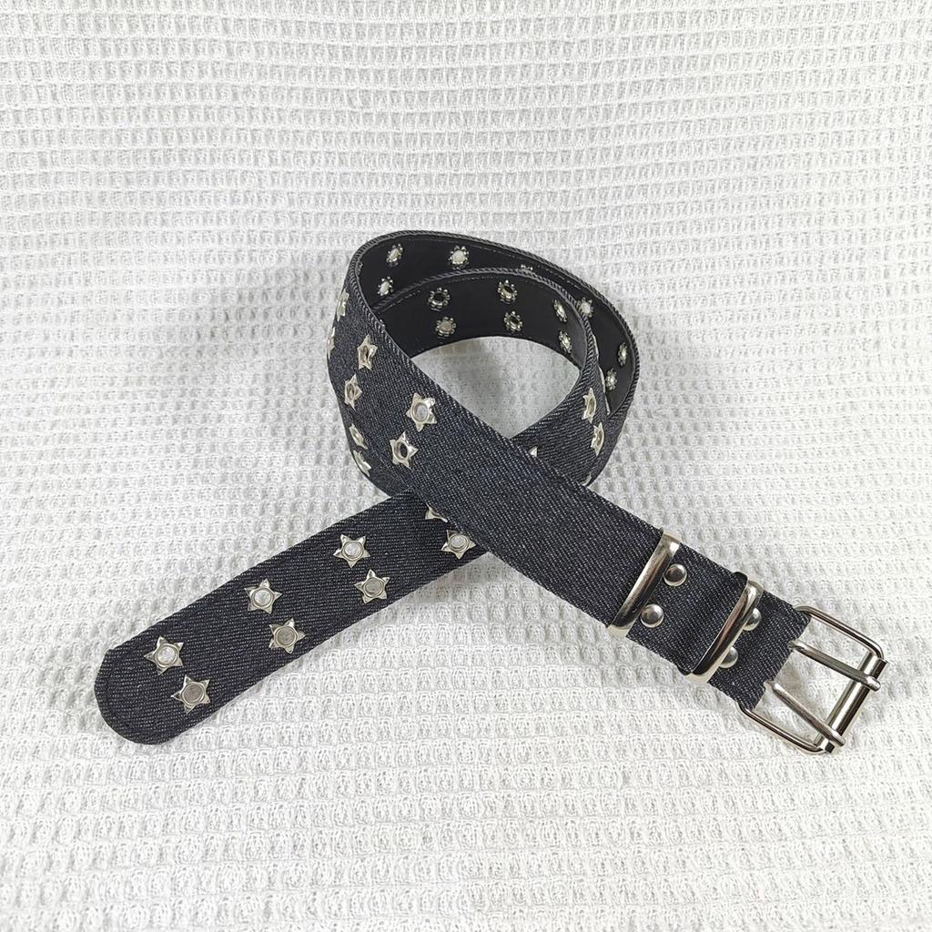 Punk Rock Belt Waistband with Star & Metal Studs Decor Gothic Style Waist Accessory for Men and Women Jeans