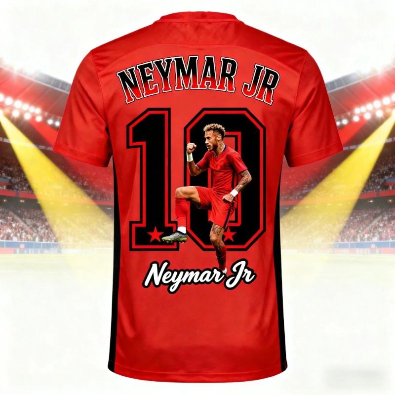 Maglia da Calcio Neymar T-shirt per Bambini, Adatta per Uscite Quotidiane Estive, Allenamento all'Aperto, Una T-shirt Traspirante