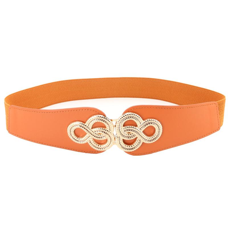 Ladies Elastic Belt Retro Twist Buckle Court Wide Waist Seal With Skirt Coat Decorative Belt