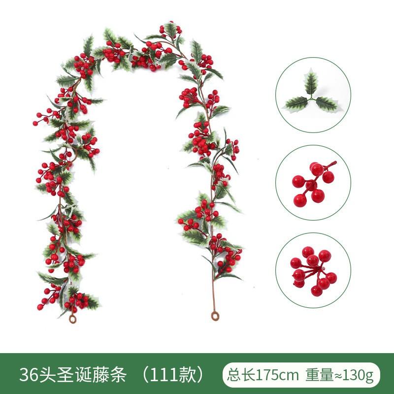 Artificial Christmas Vine With Red Berries Holiday Decor Indoor Party Garland 1m/26-36 Heads