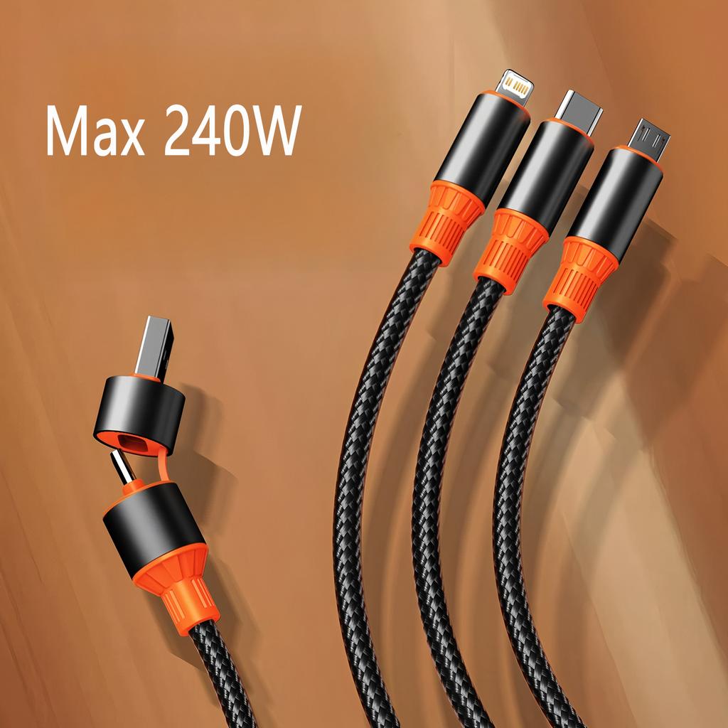 3 In 2 240W Fast Charge Cable Micro USB TypeC Mobile Phone Data Cable For iPhone Huawei OPPO Xiaomi Redmi Samsung Charging Cable