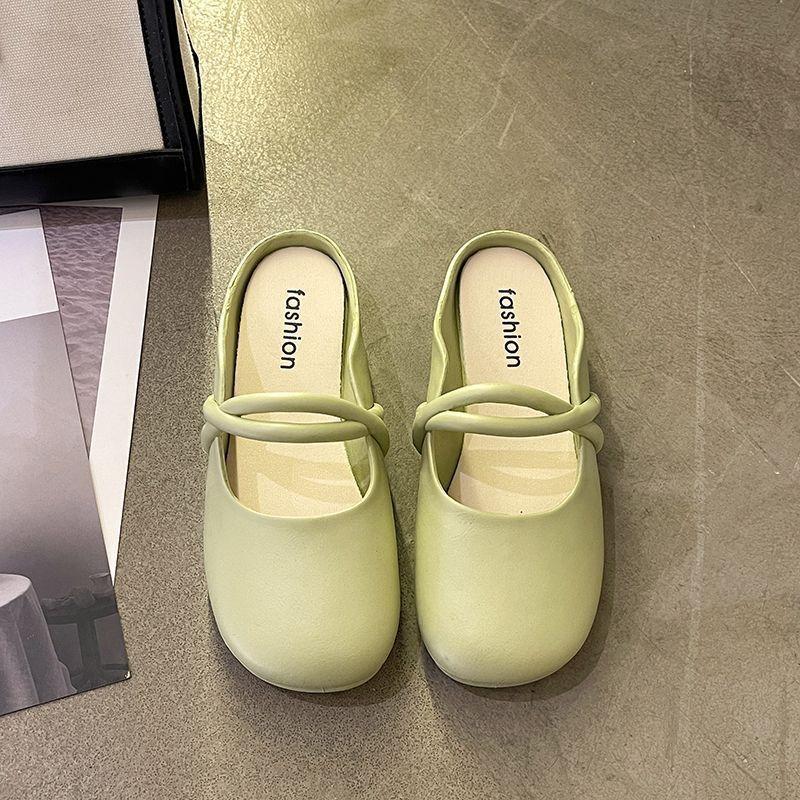 Women's Mules Flats Comfortable Backless Loafers Slip On Walking Shoes Casual Round Closed Toe Slides Dress Mules for Women Summer Ankle Strap Sandals