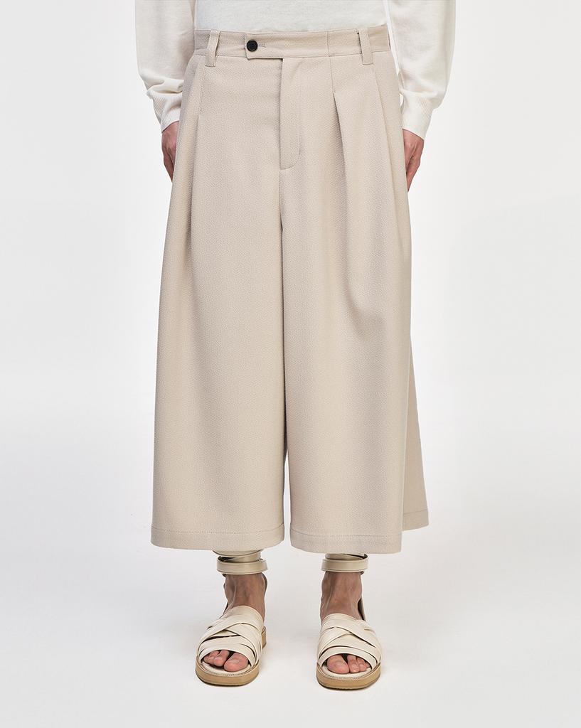Songjio Asymmetric Fold Crop Wide Pants Beige Si2Pt209Be