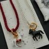 Exaggeration Stereoscopic Small Horse Pendant Earrings For Women Creativity Cute Animal Necklace Charm Jewelry Holiday Gift