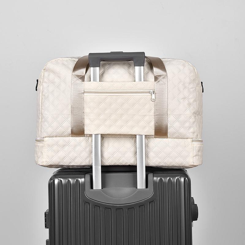 Nylon Rhombus Lattice Sports Fitness Bag Large-capacity Travel Tote Bag Portable with Shoe Compartment Dry and Wet Separation Travel Bag