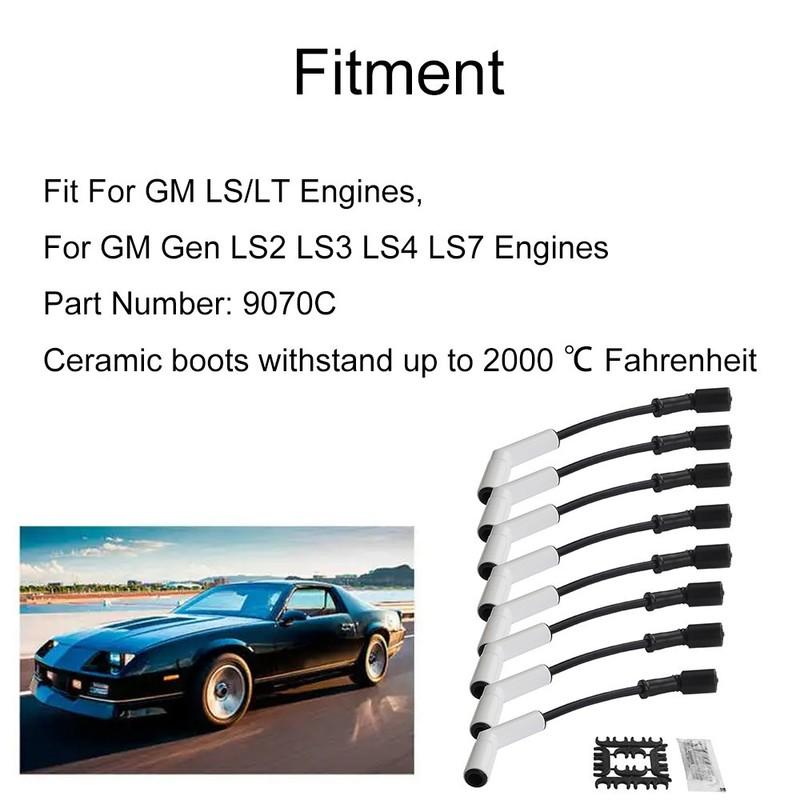 9070C 8Pcs Extreme Wire Set Silicone Spark Plug Wire Boot Kit For GM LS/LT Gen LS2 LS3 LS4 LS7 Engines Repairing Auto Parts