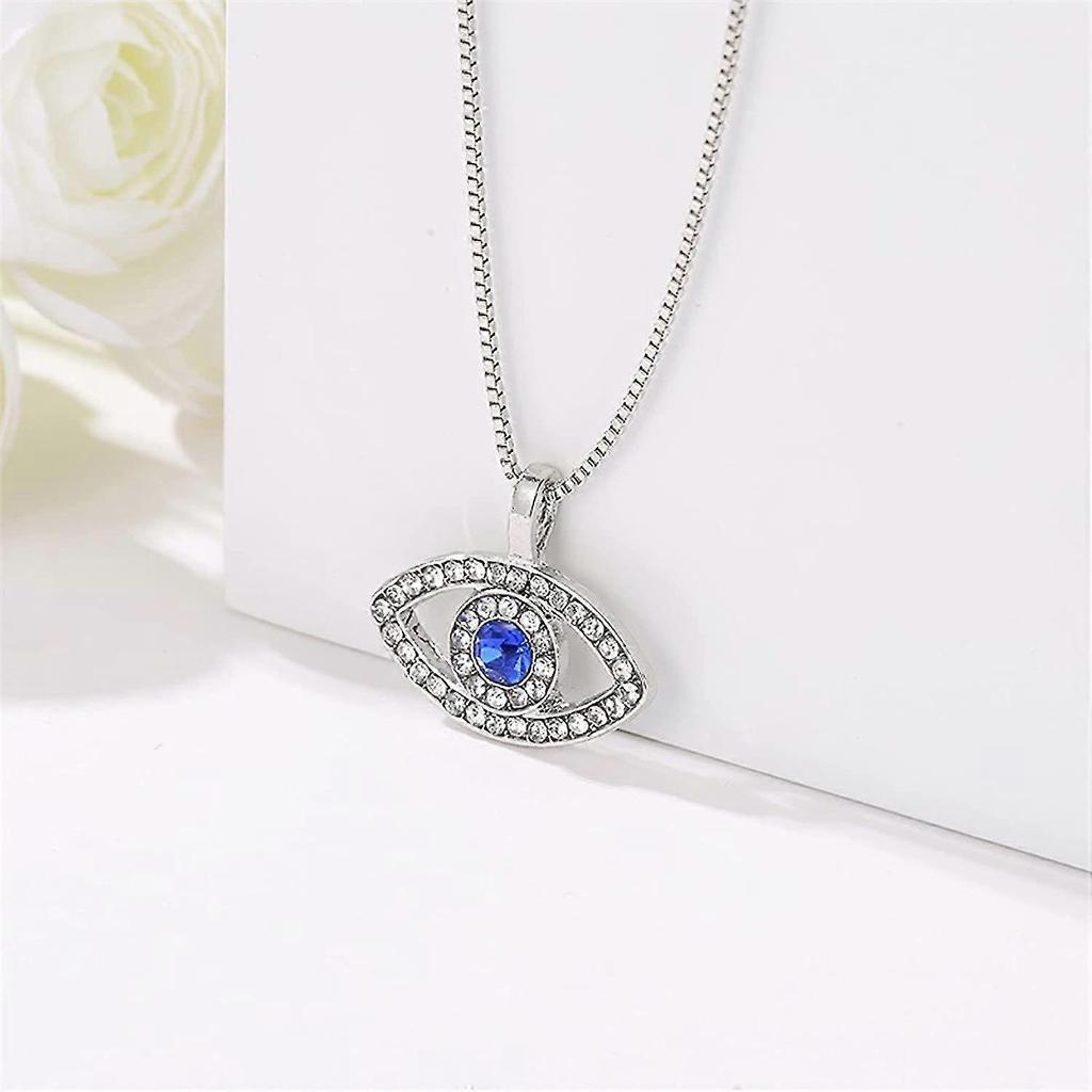 Evil Eye Pendant Necklace Thin Box Chain Italian Silver Necklace Long Chain Acsergery Gift