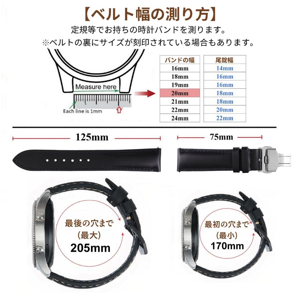 Vinacreations Black 18mm Genuine Cowhide Leather Watch Strap with and Quick Release Spring Calf Leather Replacement Watch Band with Quick Change