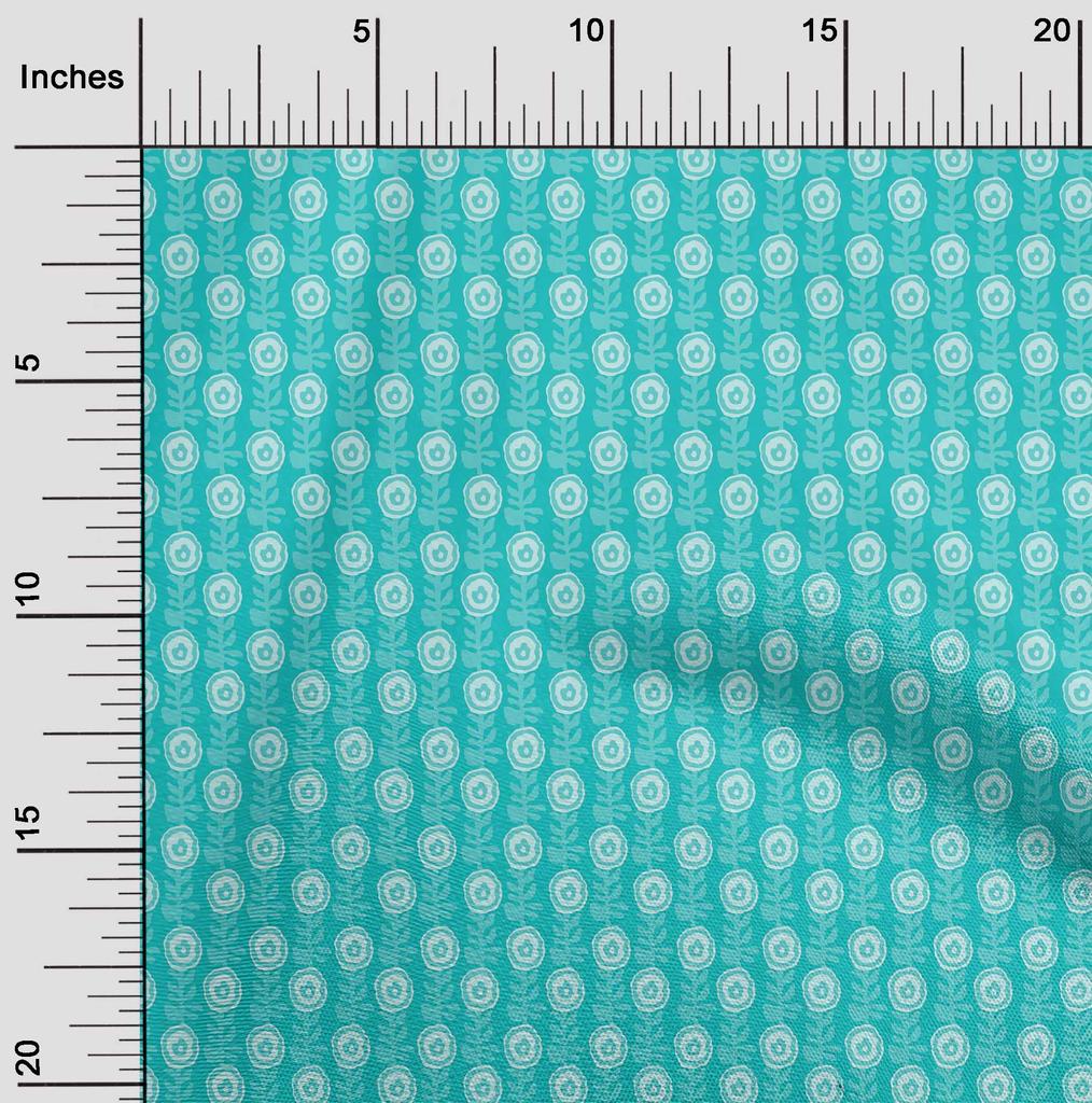 oneOone Cotton Flex Fabric Leaves & Floral Block Printed Craft Fabric BTY 40 Inch