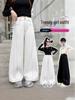Girls' Wide-Leg Jeans - Fashionable Autumn Scimitar Pants for Middle Schoolers.