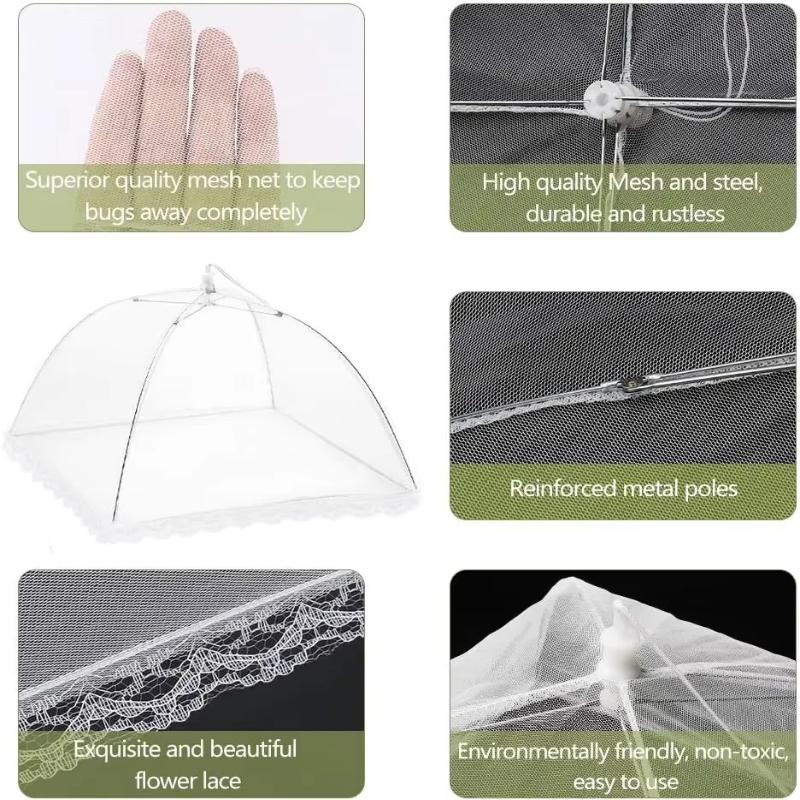 Mesh Food Cover Folding Net Reusable Protector for Flies Insects Up Table Cover for Outdoor Dining