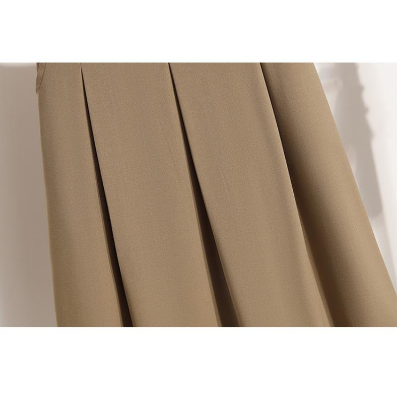 DIMANAF Plus Size Autumn 2025 Skirts Women Loose Skirt A-Line Fashion Maxi Pleated Skirts