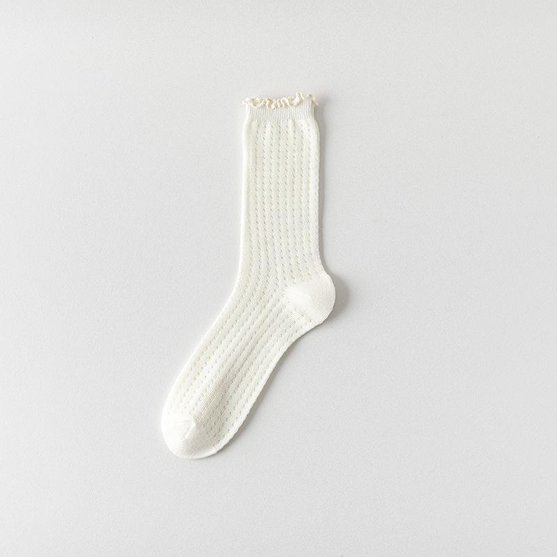 Women's Summer Thin Mesh Breathable Boneless Lace Mid Tube Cotton Socks