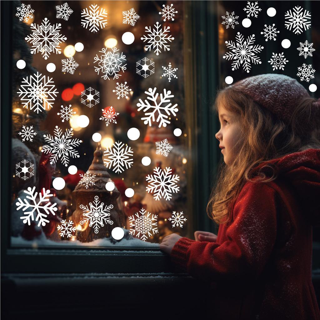 Christmas Snowflake Window Clings Stickers Santa Claus Reindeer Wall Glass Sticker Xmas Decorations Navidad 2025 Home Decor Noe