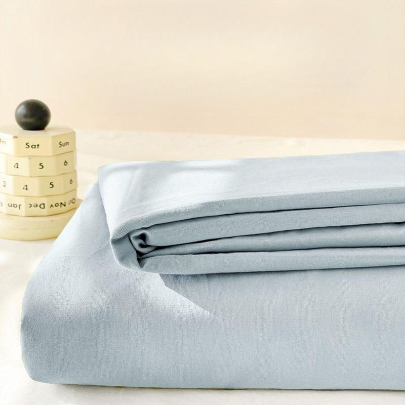 Japanese Striped Skin-friendly Thick Solid Bed Sheet with Pillowcase for Single Double Student Dormitory
