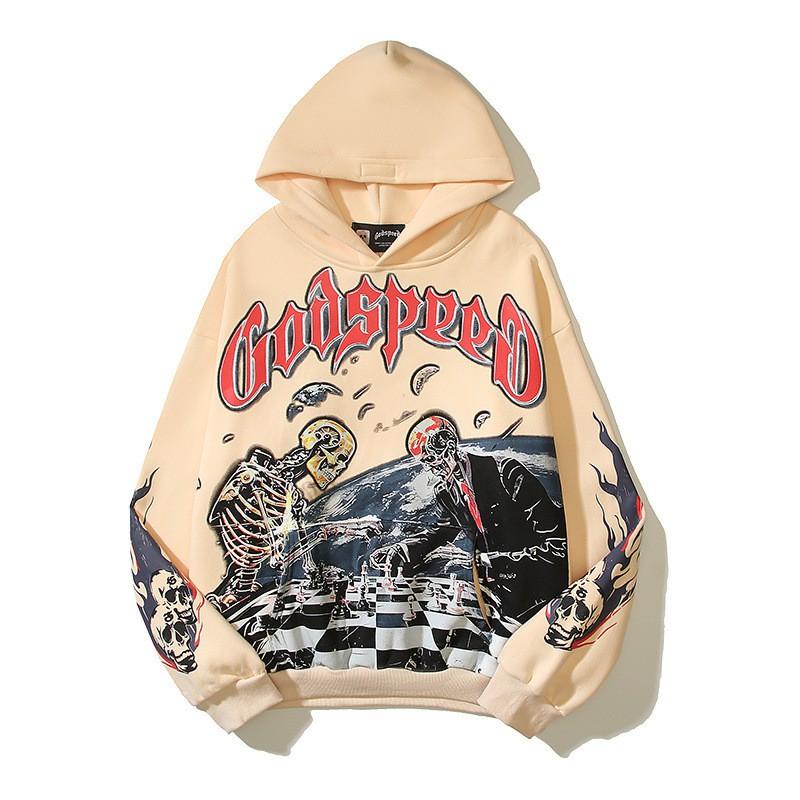 Godspeed 2025 Fall Winter Cotton Hoodie Streetwear Oversized Graphic Print Sweatshirt Men