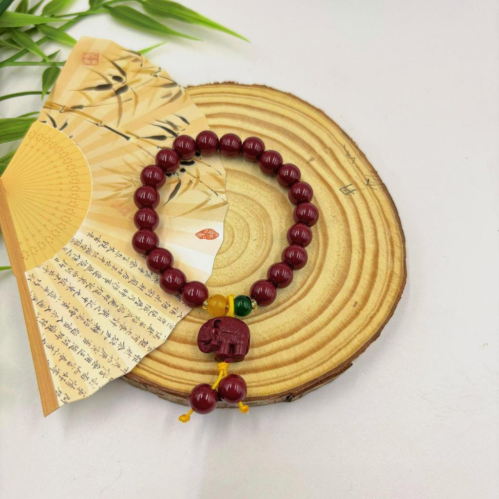 Nova Pulseira de Lótus Cinnabar de Estilo Chinês - Retrô, Versátil, Acessório de Mão da Moda para Transmissões ao Vivo e Pontos Turísticos