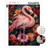 Pearl Painting Set 5D Pearl Mosaic Art Style Flamingo and Tropical Flowers Home Wall Decoration.