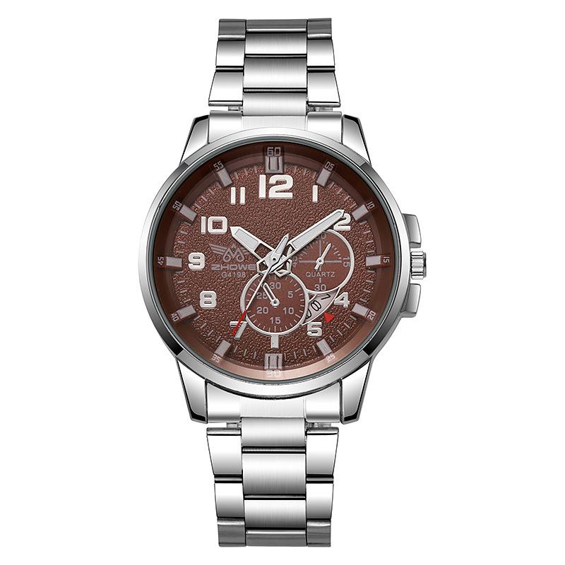 Casual Fashion Business Day Steel Belt Calendar Men'S Blue Quartz Watch