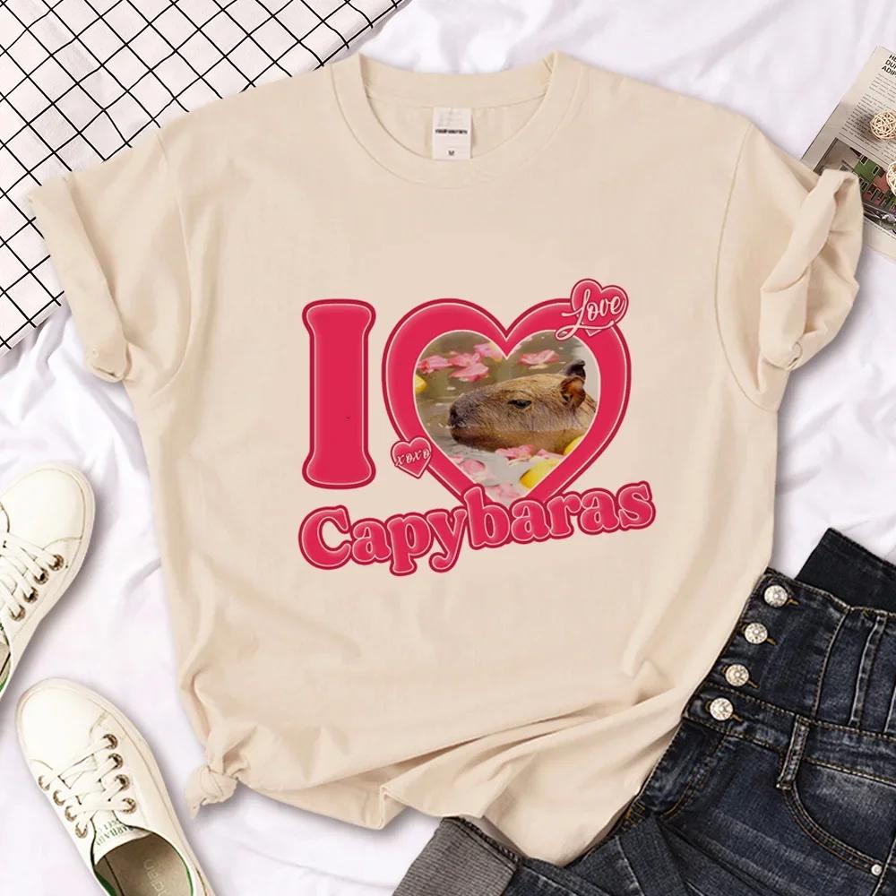 Capybara Capybara T-Shirts Herren Y2K Designer Sommer T-Shirt Junge Y2k 2000er Japanische Kleidung Kawaii T-Shirt Grafik-Top Weiblich