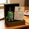 Frog Plush Keychain Soft Portable Eco-Friendly Reminder Toy with Inspiring Card Resist Change Message