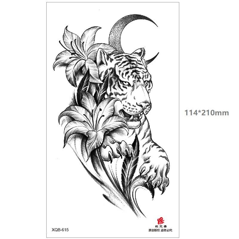 

Дракон Волк Тигр Черный Водный Переводной Имитация Одноразовый Временный Набор Животных Татуировки Наклейка На Половину Руки 114*210MM