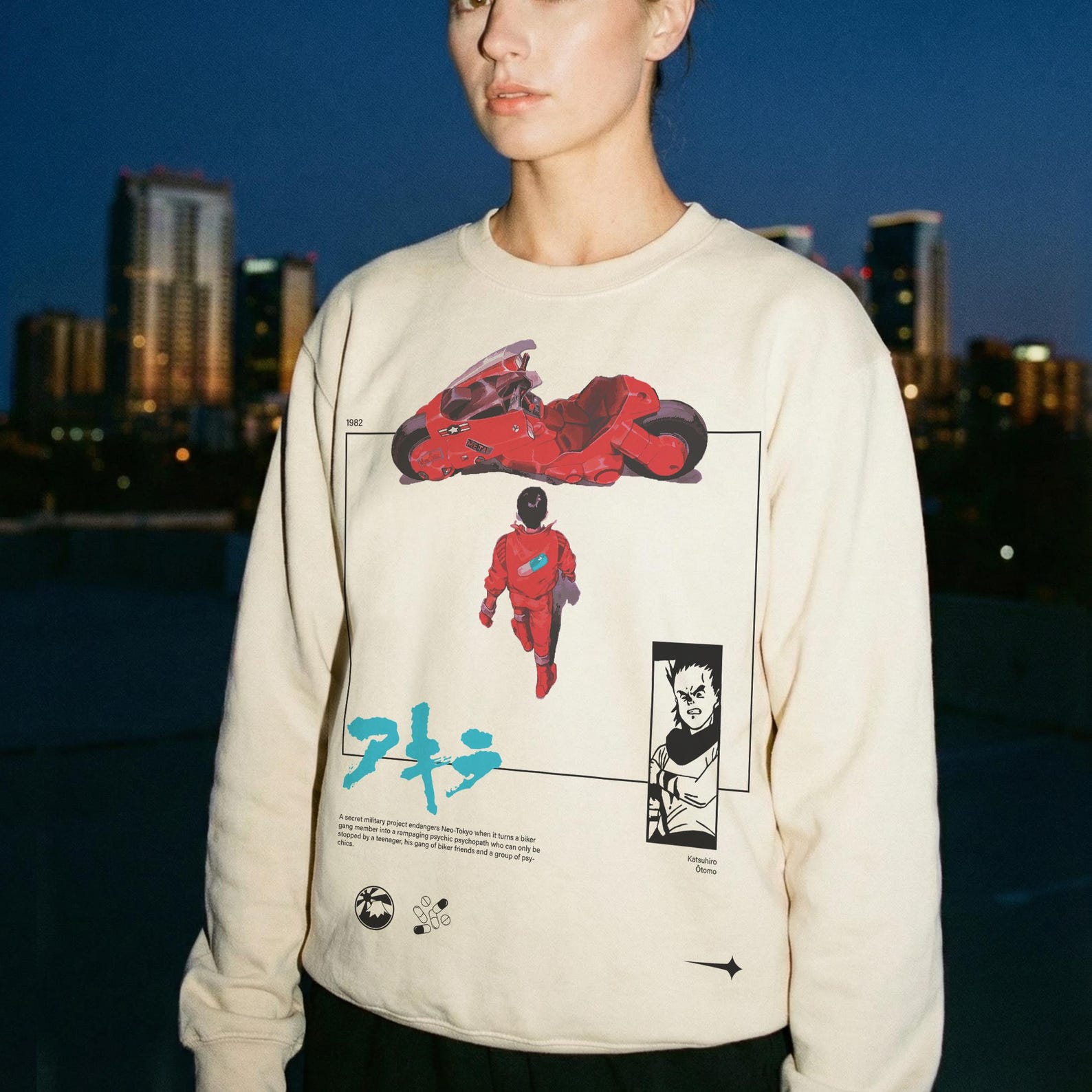 Retro Anime Graphic Sweatshirt: Cyberpunk Inspired Crewneck Streetwear L