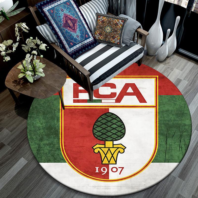 FC Augsburg,Runder Teppich,Teppich für Wohnzimmer Schlafzimmer Sofa Spielzimmer Dekor,Rutschfeste Fußmatte