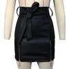 Damen Sexy Einfarbig Kunstleder Reißverschlüsse Hohe Taille Gürtel Bodycon Minirock