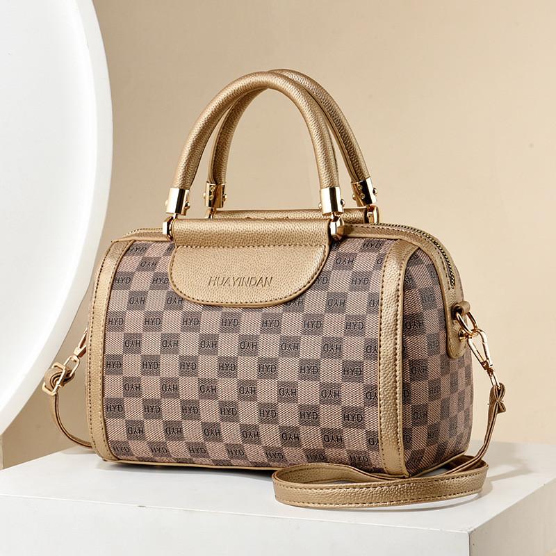 Stylish Large Capacity Commute Bag For Women Trendy Pillow Boston Shoulder Bag Gold