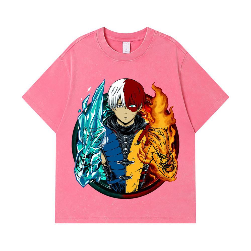 275 GSM Washed T-shirts 100% Cotton My Hero Academia V4 Shoto Print Unisex Heavy Cotton T Shirt