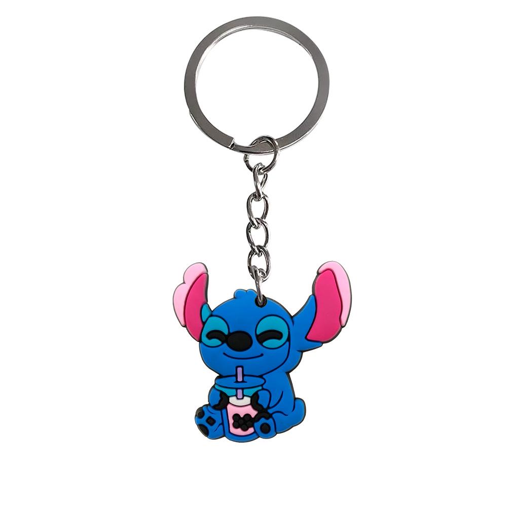8pcs Cute PVC Stitch Cartoon Keychain Pendant Set