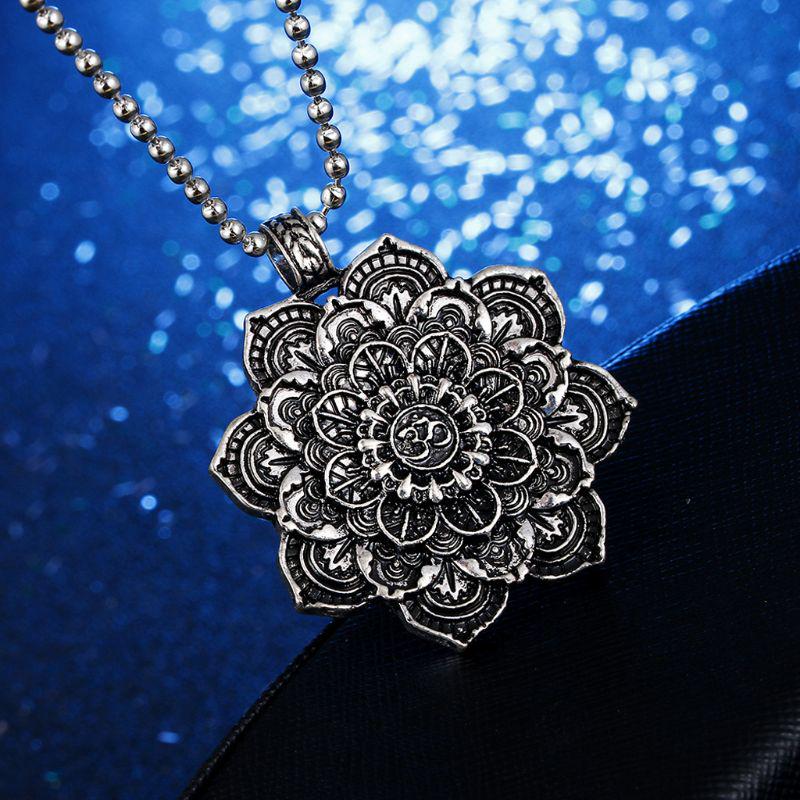 Pretty Yoga Mandala Pendant Necklace Tibetan Buddhist All-match Gift for Mothers