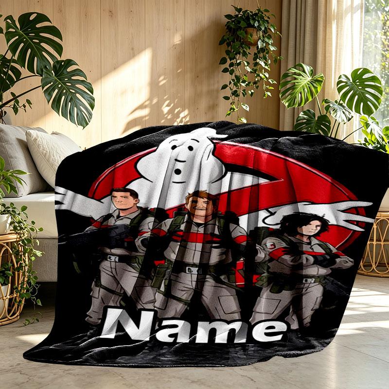 Custom Name Personalized Ghostbusters Print Blanket, Home Decor, Bedroom, Sofa, Camping, Couch, Gifts for Birthday Christmas