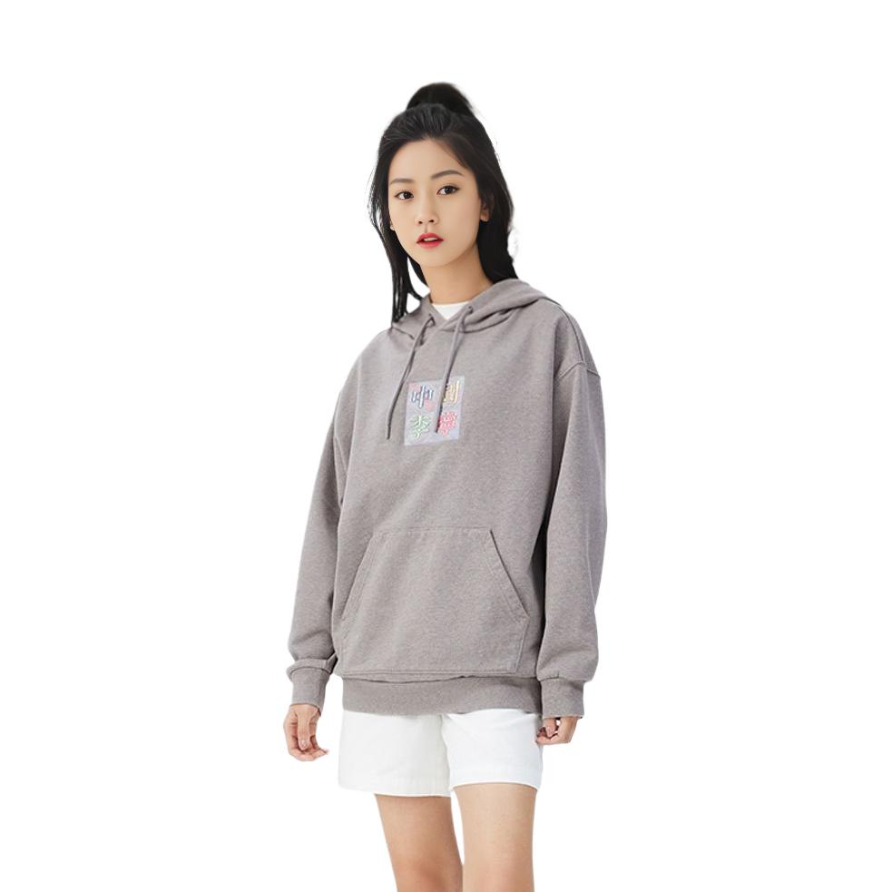 Li Ning Logo Bestickt Regulär Einfarbig Pullover Sweatshirt Unisex Sweatshirt Blume-Grau AWDS224-1