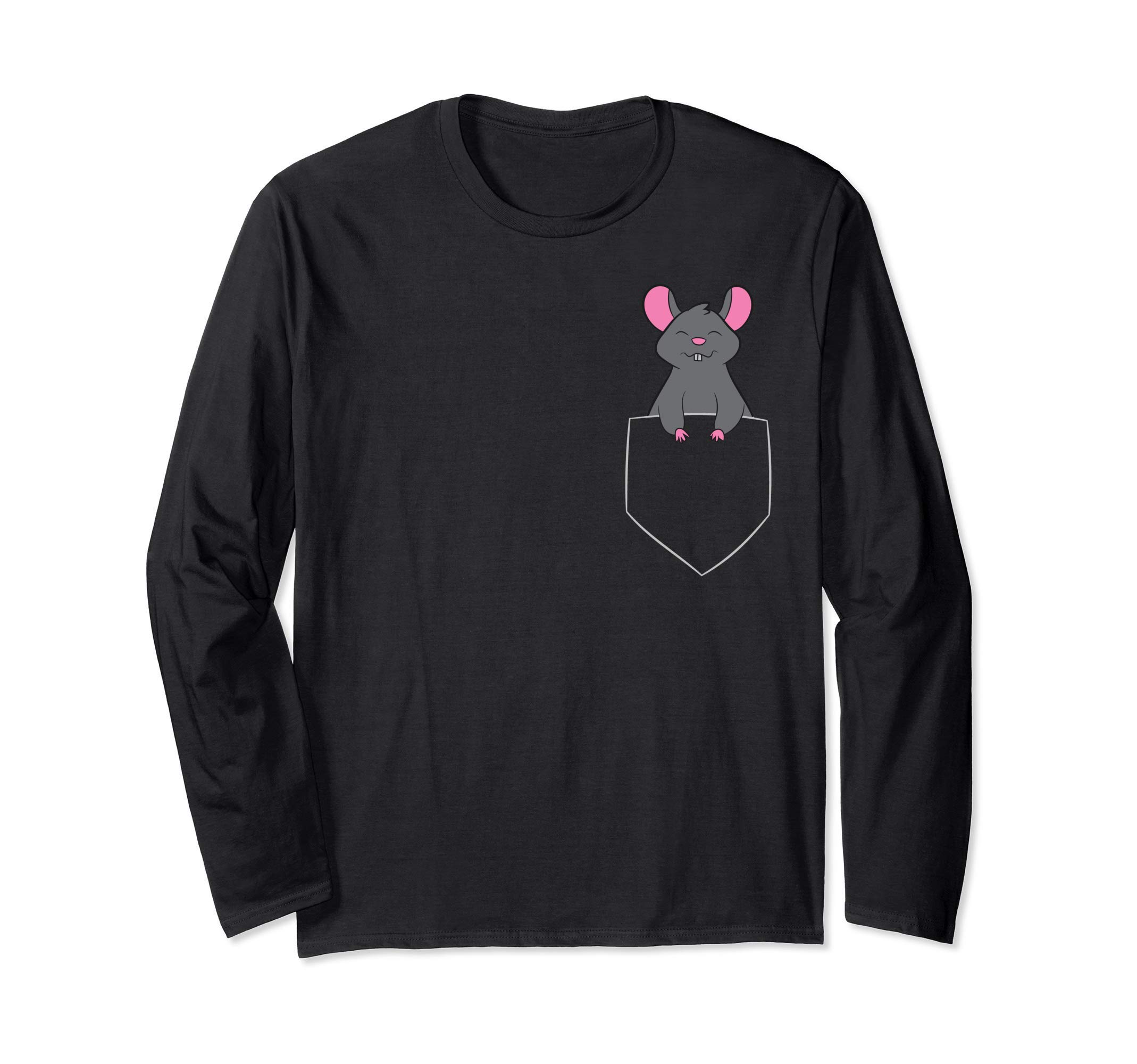 Mouse, pet, funny mouse, mouse in a bag, in a pocket, long-sleeved T-shirt